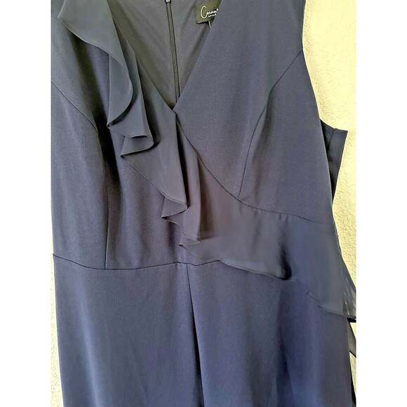 Connected Women's Plus Size V-Neck Sleeveless Ruffle-Trim Wide Leg Jumpsuit 22W - Picture 4 of 8